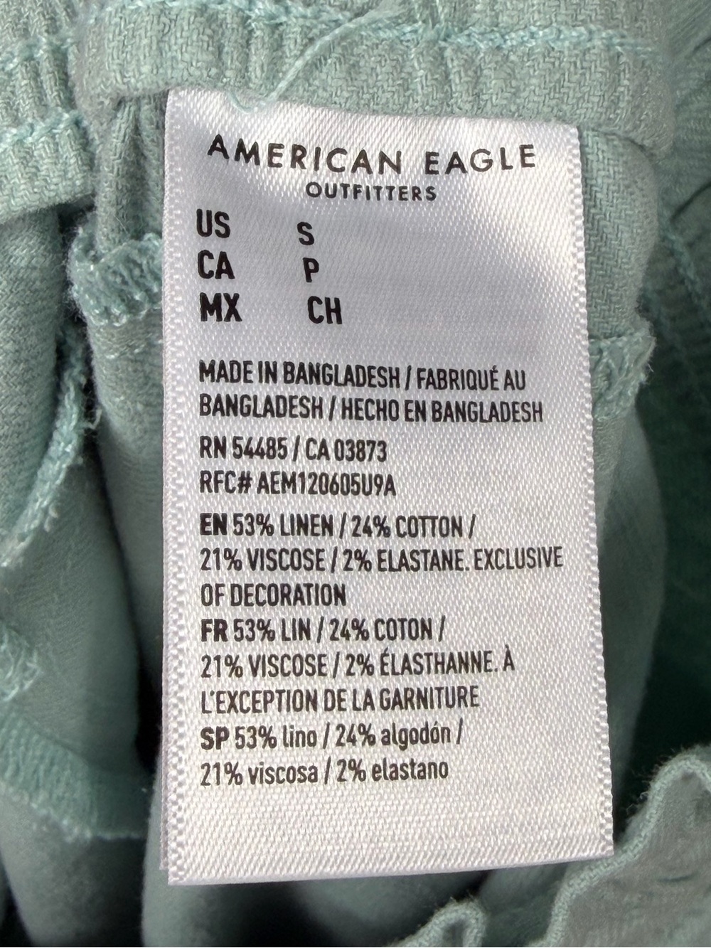 NWOT American Eagle Linen Blend Wide Leg Pants Sage Green Elastic Waist Size S - Picture 13 of 16